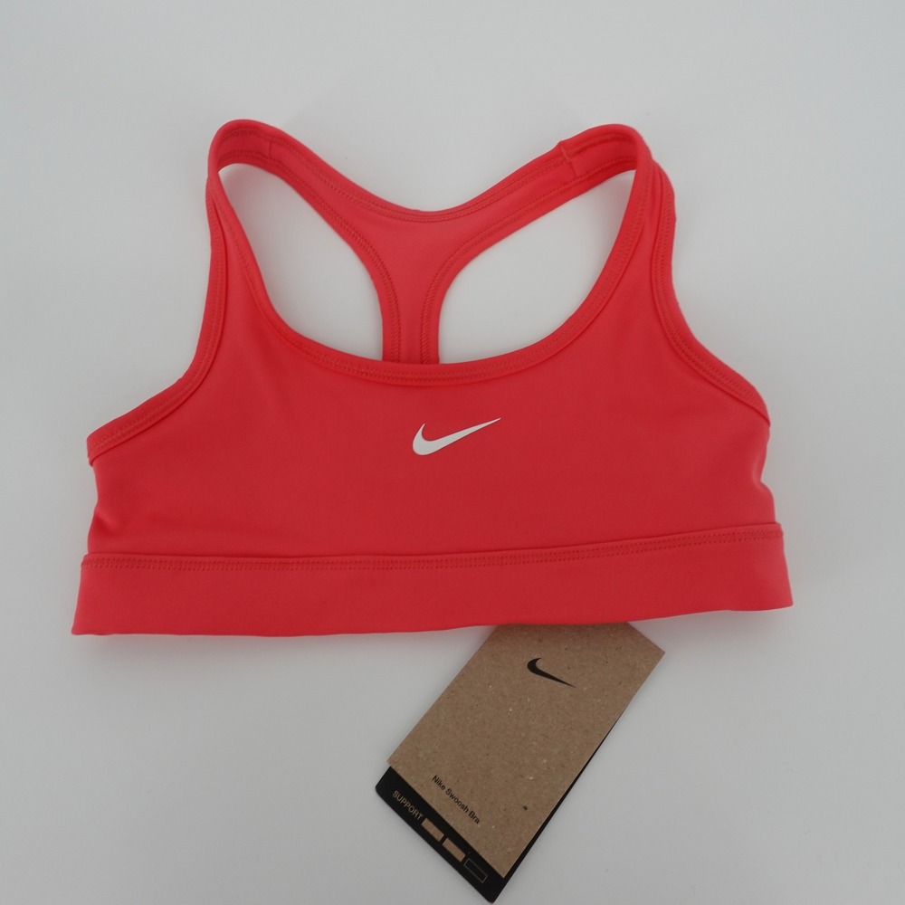 Nike Girls Swoosh Dri-FIT Sports Bra Coral Pink Size Youth Small NEW